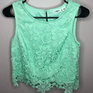 Teal laced crop top